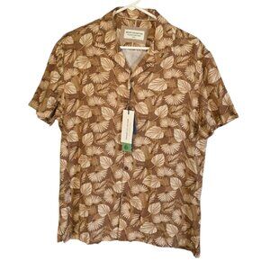 NWT Report Collection Tropical Palm Leaf Button Down Shirt